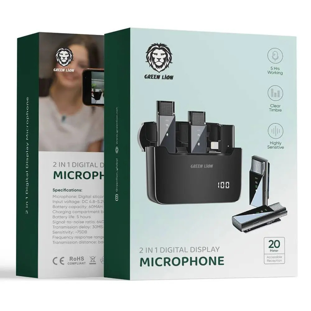 0030747_-2in1-wireless-microphone-lightning_2_11zon میکروفن بیسیم گرین لاین مدل 2 In 1 Digital Wireless Microphone کد 333 - تصویر 1