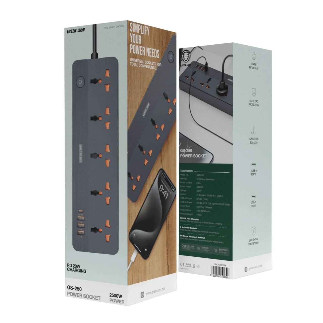 photo_2026-08-02_13-35-34_2_11zon چندراهی برق گرین لاین مدل GS-250 Power Socket 2500W کد 1125 - تصویر 1